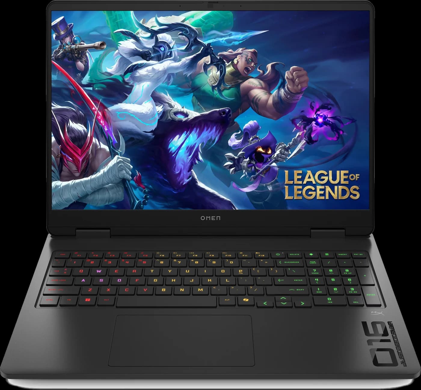 HP OMEN 16 gaming laptop in shadow black with a backlit keyboard, open